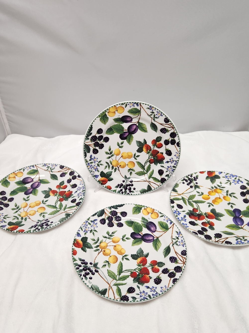 Mainstays Fruit & Berry Ceramic Dessert Plates - Yellow, Red, Purple, Green